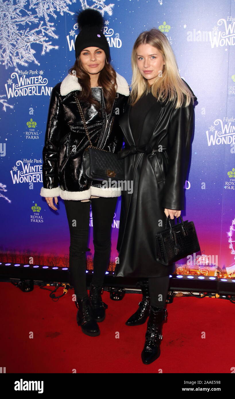 LONDON, UNITED KINGDOM - NOVEMBER 20 2019:Emily Blackwell and Lottie Moss attend the Winter Wonderland VIP launch night at Hyde Park in London. Stock Photo