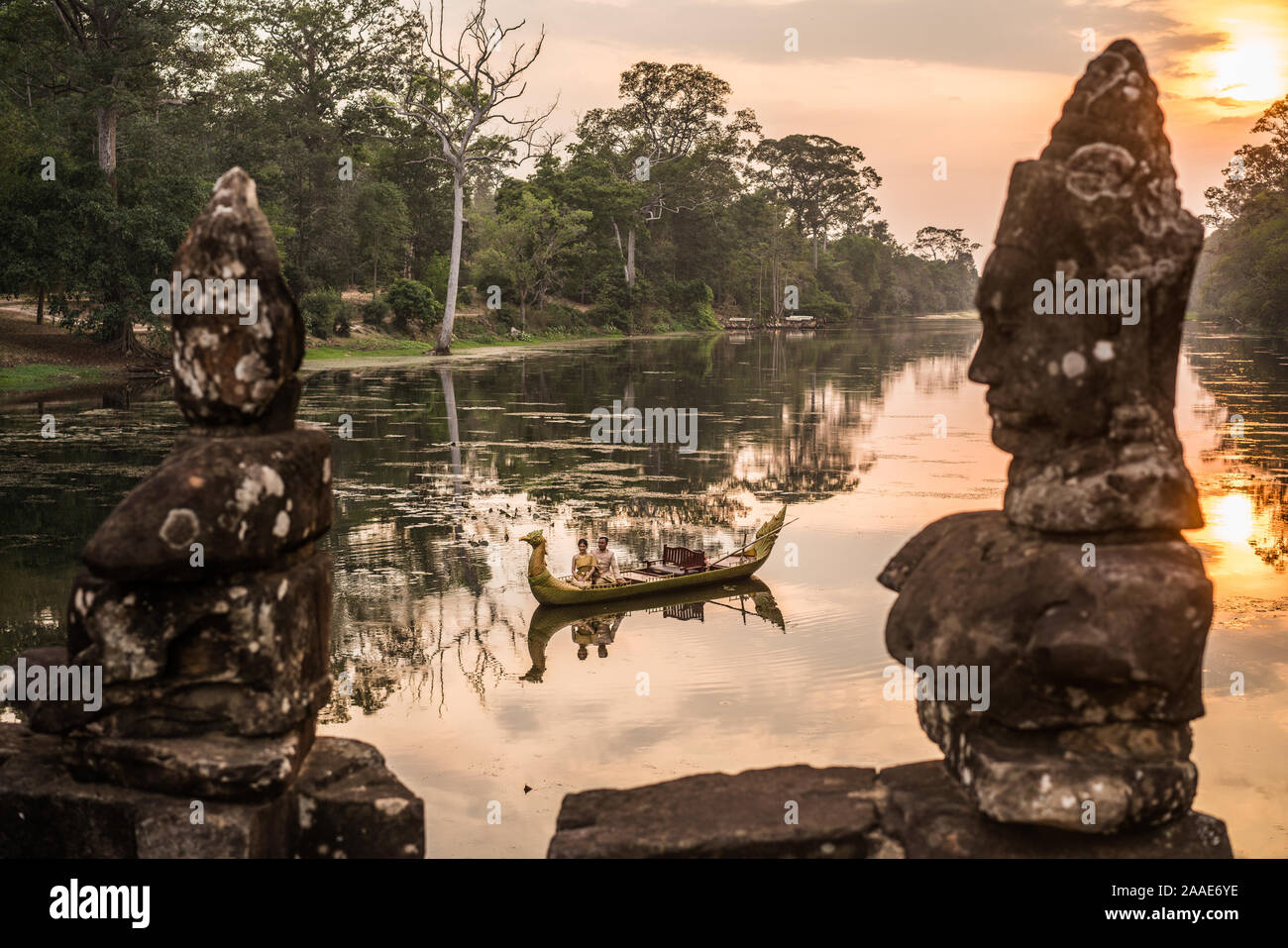 Tonle Om Gate, South Gate Angkor Thom, Cambodia, Asia. Stock Photo