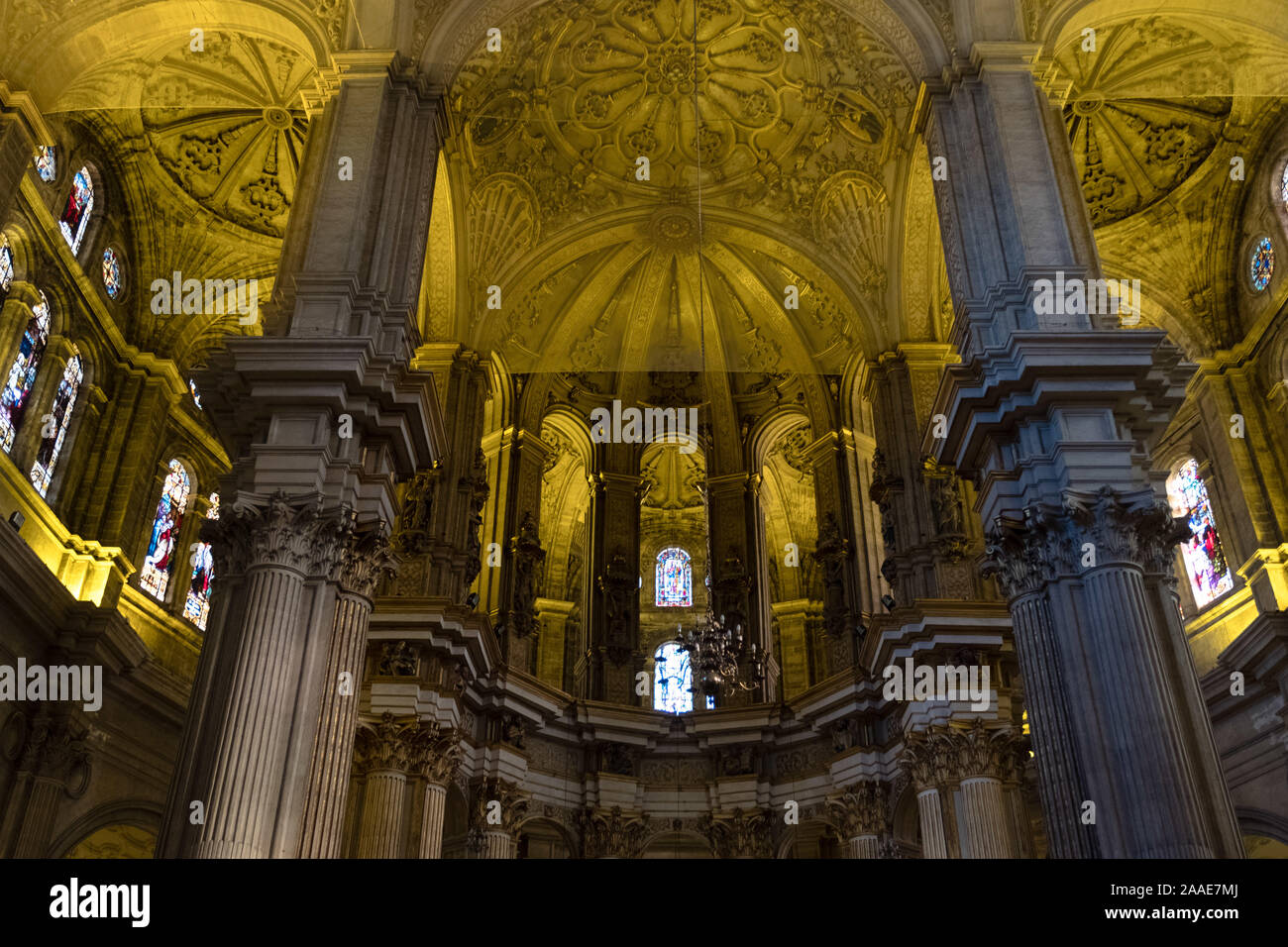 Spectacular Renaissance interior and architecture of Malaga Cathedral Stock Photo