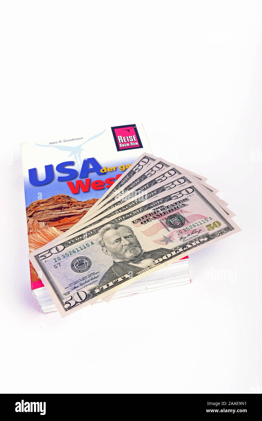 mehrere 50 Dollarscheine, Reisefuehrer USA, Amerika, Suedwesten Stock Photo