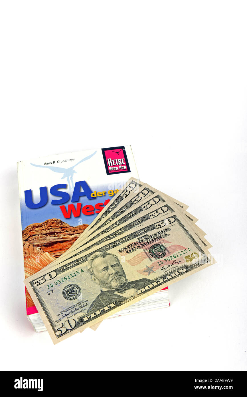 mehrere 50 Dollarscheine, Reisefuehrer USA, Amerika, Suedwesten Stock Photo