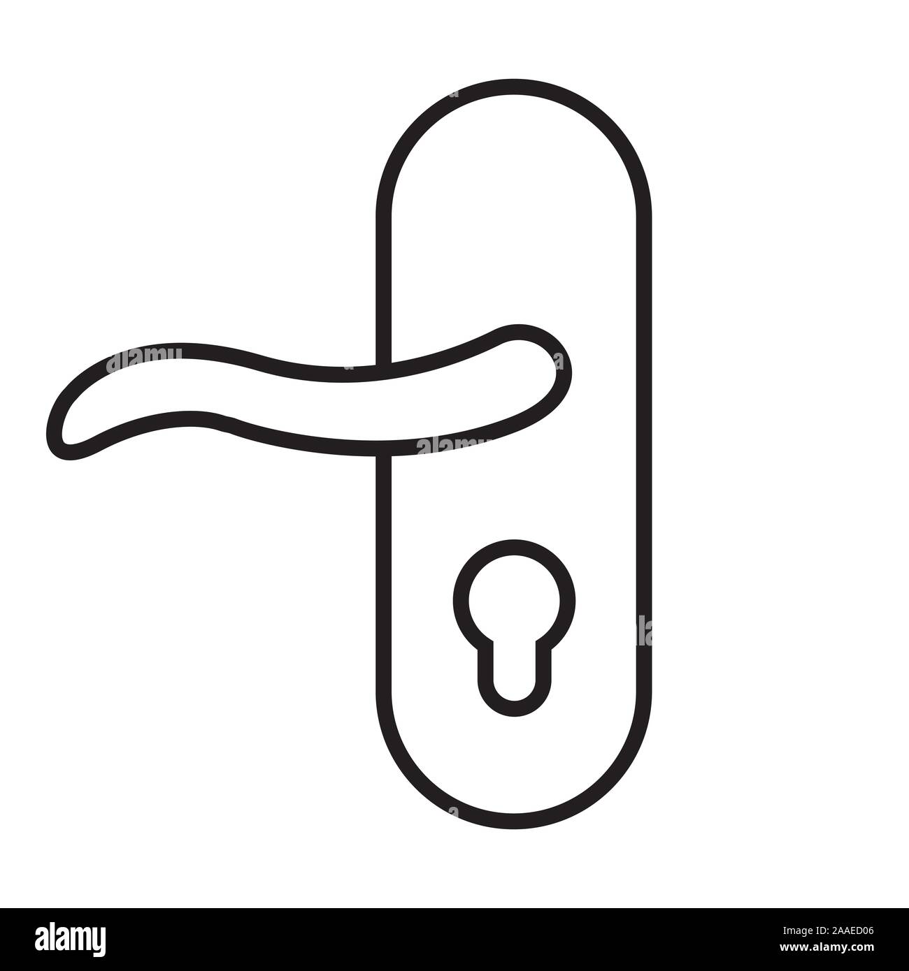 Outline doorknob of the house white background. Stock Vector