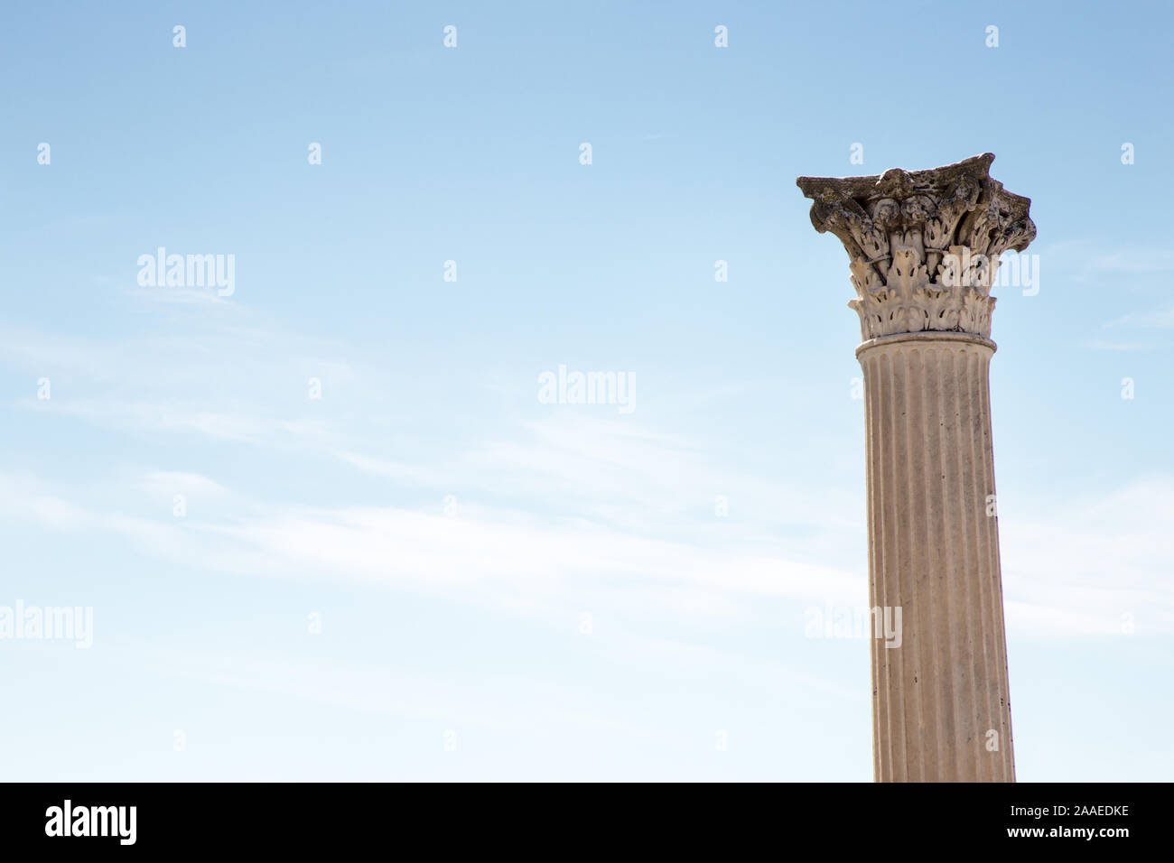 roman column against a blue sky in the city of pompeii Stock Photo - Alamy