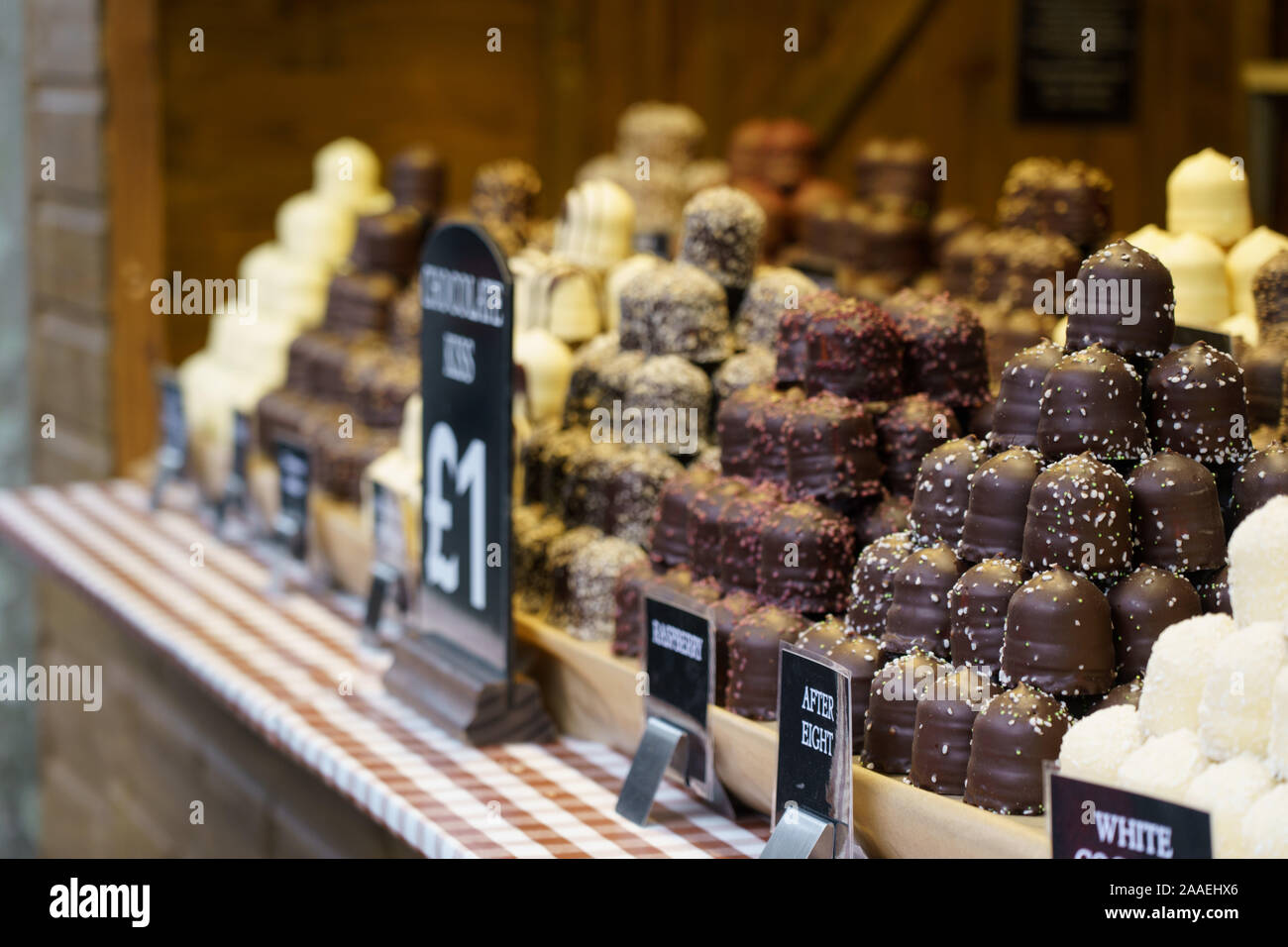 After Eight and other assorted Chocolate Marshmallows on a Trader Stand