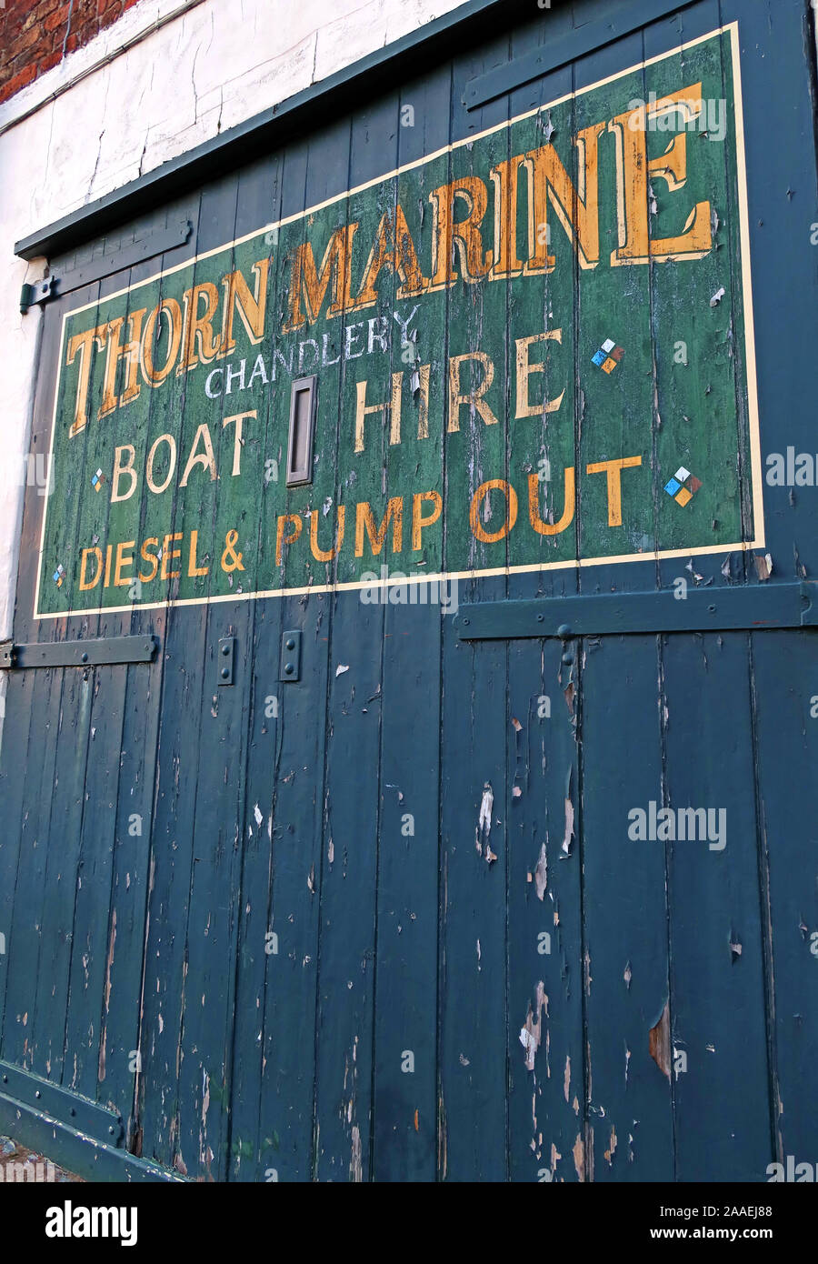 Thorn Marine Chandlery Boat Hire, Diesel Pump out, Bridgewater Canal,Stockton Heath,South Warrington, Cheshire, England, UK, WA4 6LE Stock Photo
