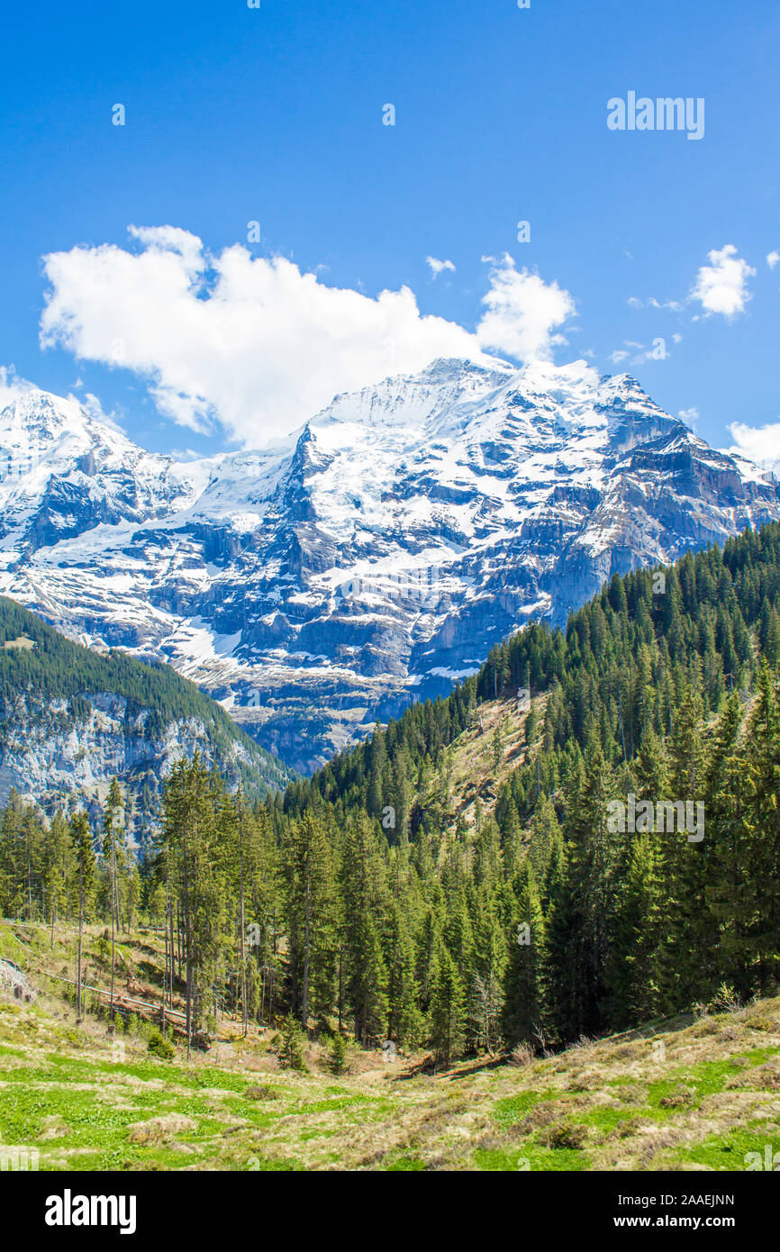 Swiss Alps. Alpine mountains. Mountain landscape. Tourist photo. Spring in the Alps Stock Photo