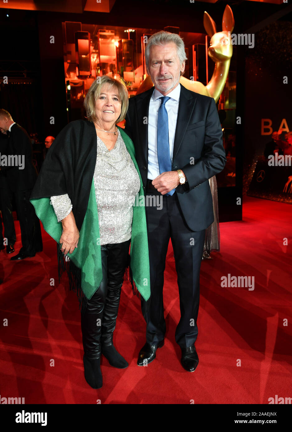Baden Baden, Germany. 21st Nov, 2019. Paul Breitner, former national soccer player, and his wife Hildegard Breitner come to the 71st Bambi Awards in the Festspielhaus. The Bambi Media Prize has been awarded by Burda-Verlag since 1948. It honors successful and popular celebrities. Credit: Jens Kalaene/dpa/Alamy Live News Stock Photo