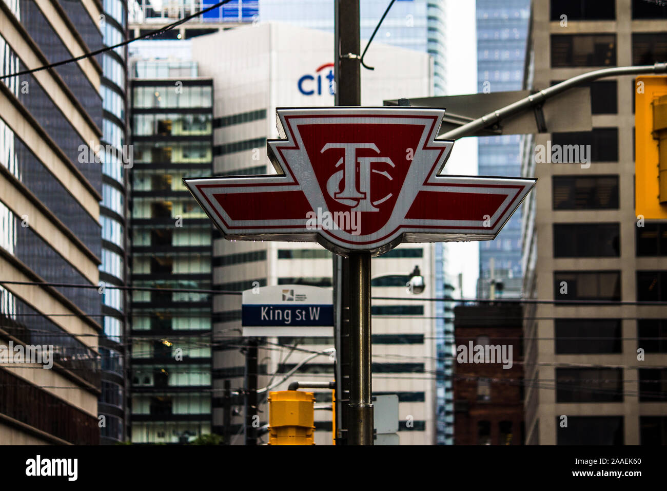 TTC Sign in downtown Toronto Stock Photo