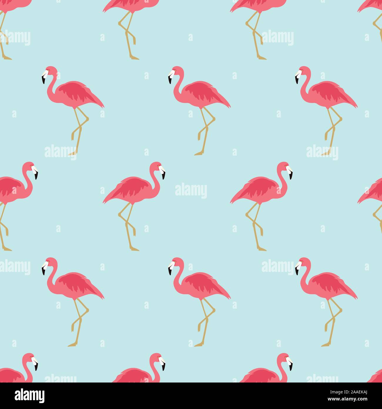 Vector illustration seamless pattern with pink flamingo. Exotic bird ...