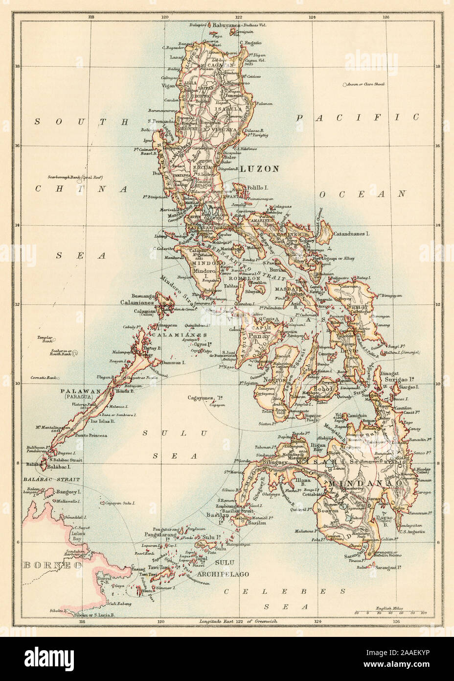 Map of the Philippine Islands, 1870s. Color lithograph Stock Photo