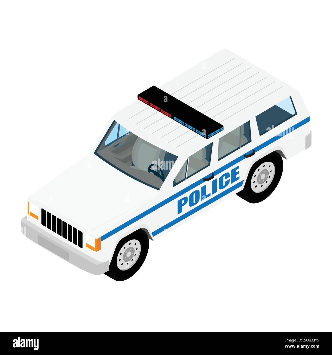 Police car isometric view isolated on white background. Police ...