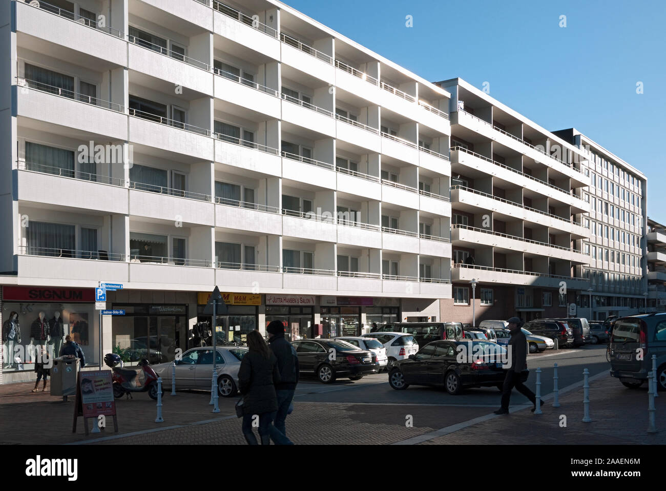 Appartementhäuser im Zentrum von Westerland auf Sylt Stock Photo