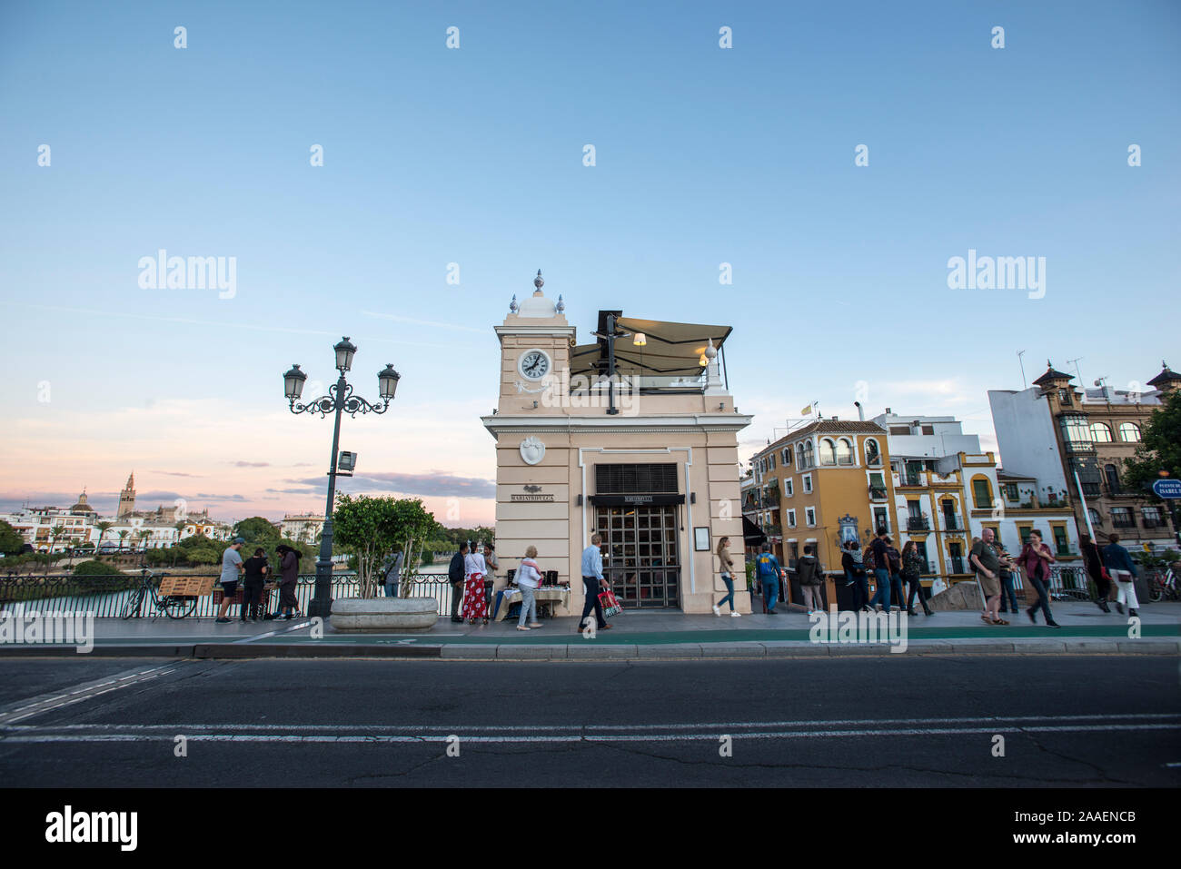 Triana bridge dusk seville hi-res stock photography and images - Alamy