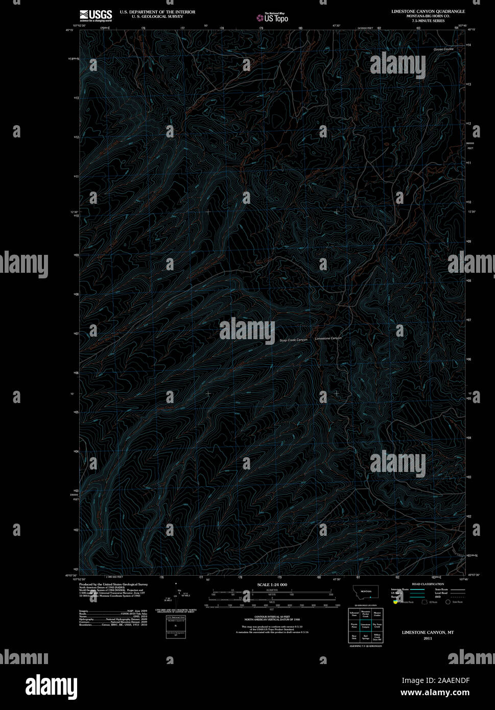 USGS TOPO Map Montana MT Limestone Canyon 20110518 TM Inverted