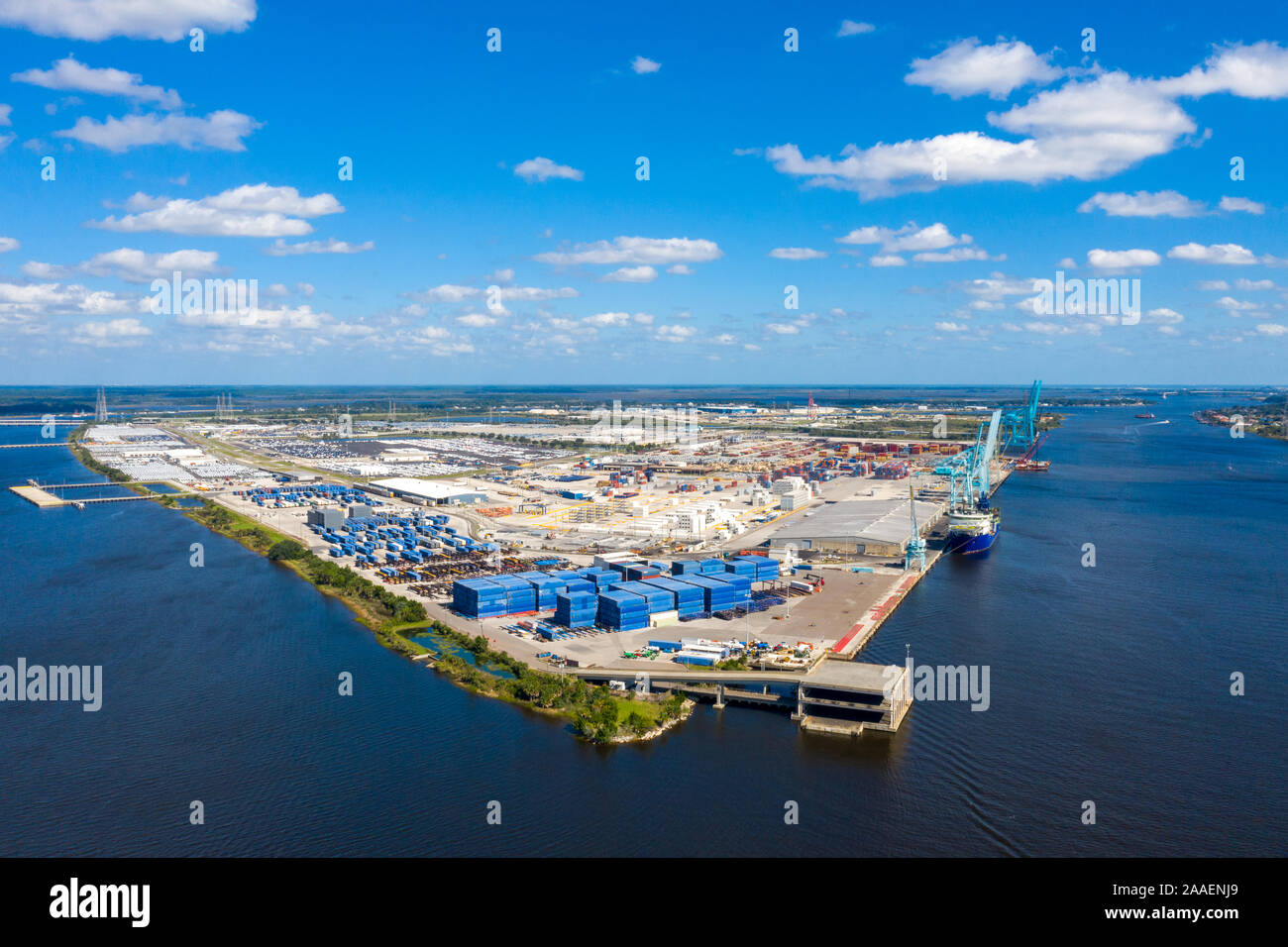 Large import / export terminal island in Jacksonville Florida. Stock Photo