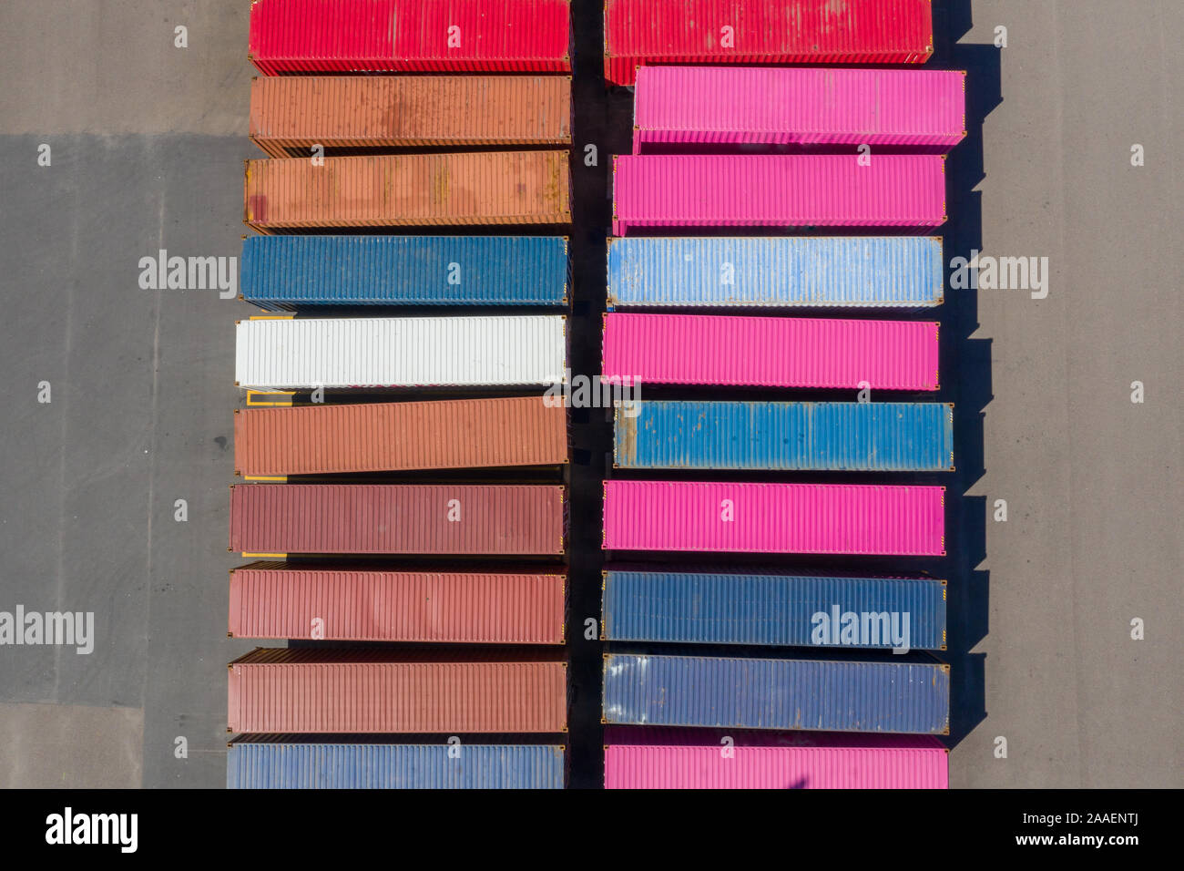 Single Shipping Container Aerial Aerial view of shipping containers Stock Photo - Alamy