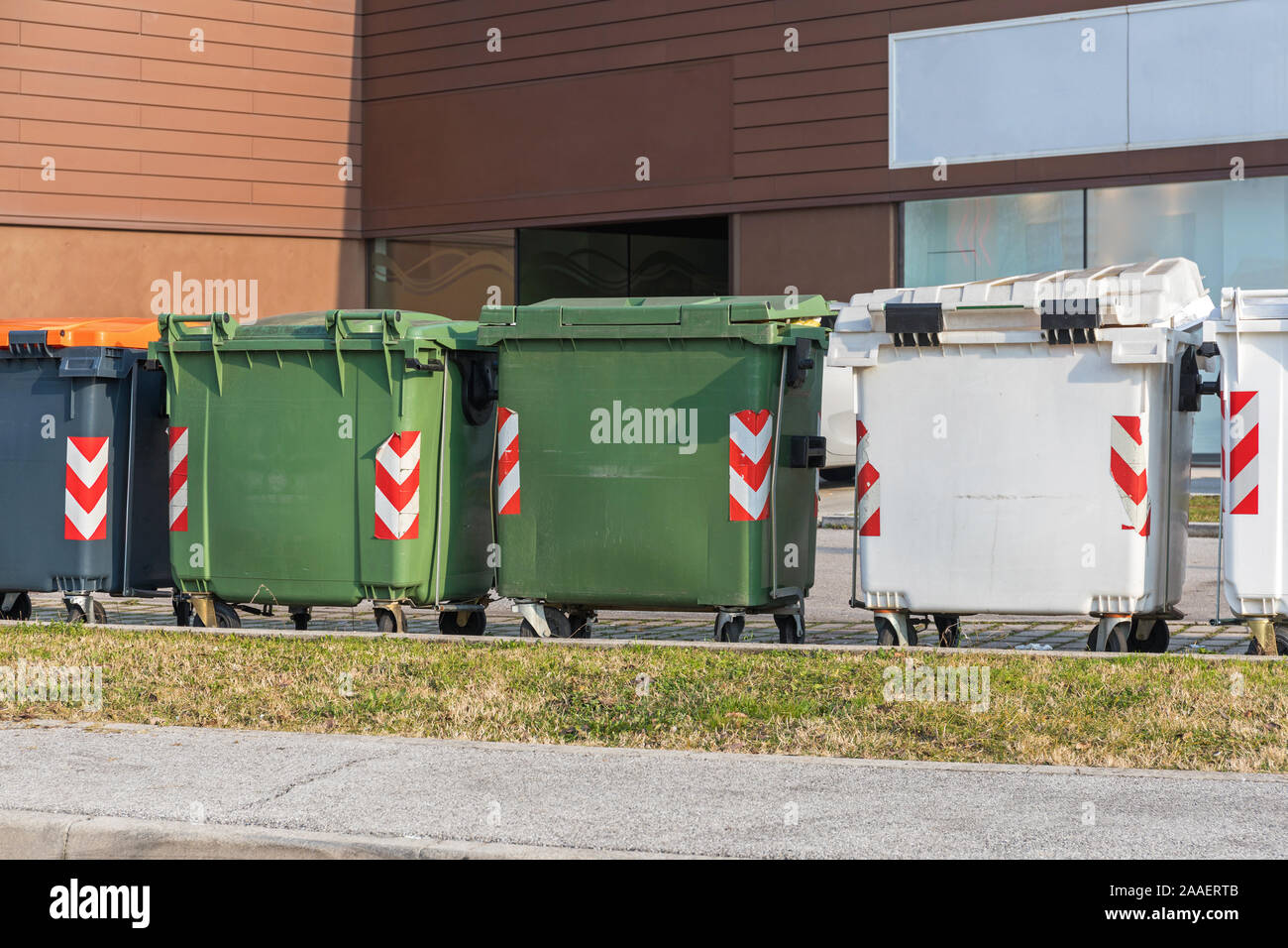 Big Recycling Bins Containers Behing Building Stock Photo Alamy
