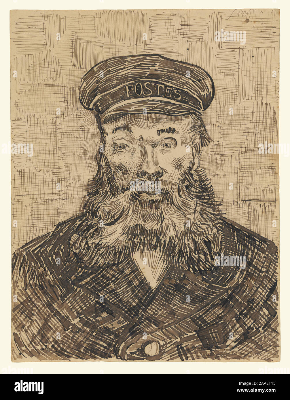 Portrait of Joseph Roulin; Vincent van Gogh (Dutch, 1853 - 1890); 1888; Reed and quill pens and brown ink and black chalk; 32.1 × 24.4 cm (12 5/8 × 9 5/8 in.); 85.GA.299 Stock Photo