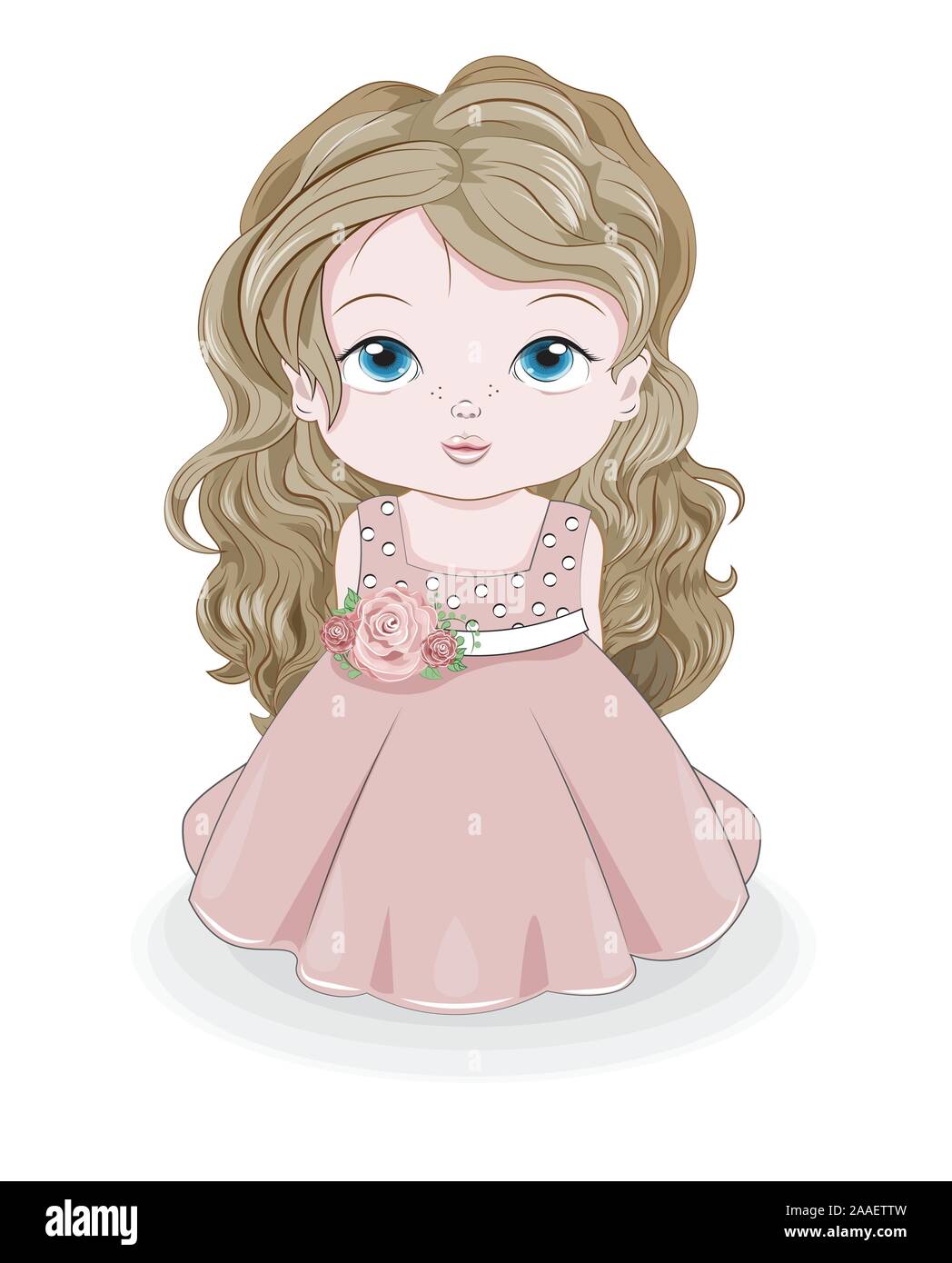 little princess baby girl In pink ball dress decorated with flowers. Picture in hand drawing style for baby shower. Greeting card party invitation f Stock Vector Image Art Alamy