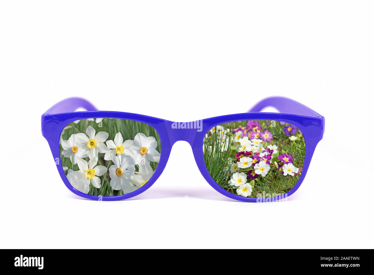 View through a pair of glasses to spring Stock Photo