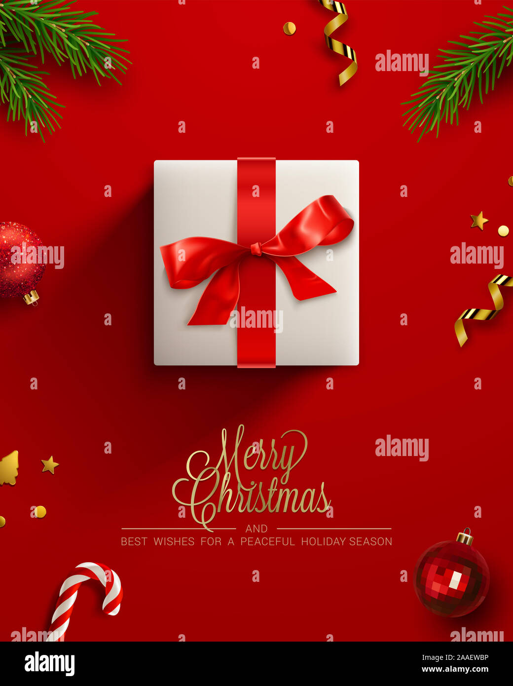 Red Christmas background, banner, frame, header, background or greeting