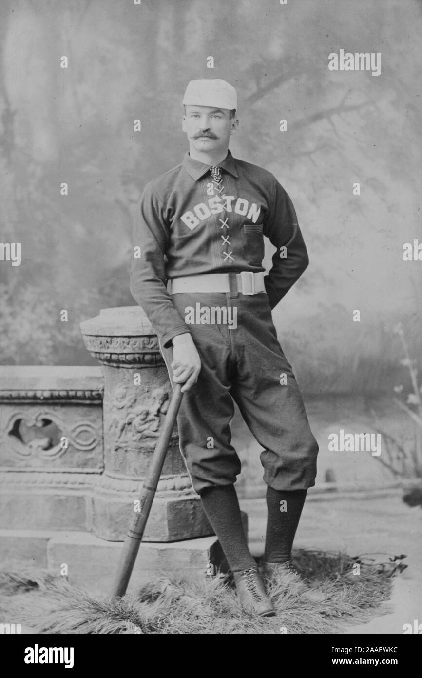 Monochrome a full-length shot of the baseball player Michael 'King' Kelly of the Boston Braves (now The Atlanta Braves), by photographer George H. Hastings, 1887. From the New York Public Library. () Stock Photo