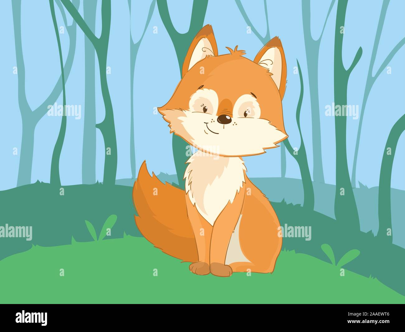 Cute fox cartoon vector clipart for kids Stock Vector