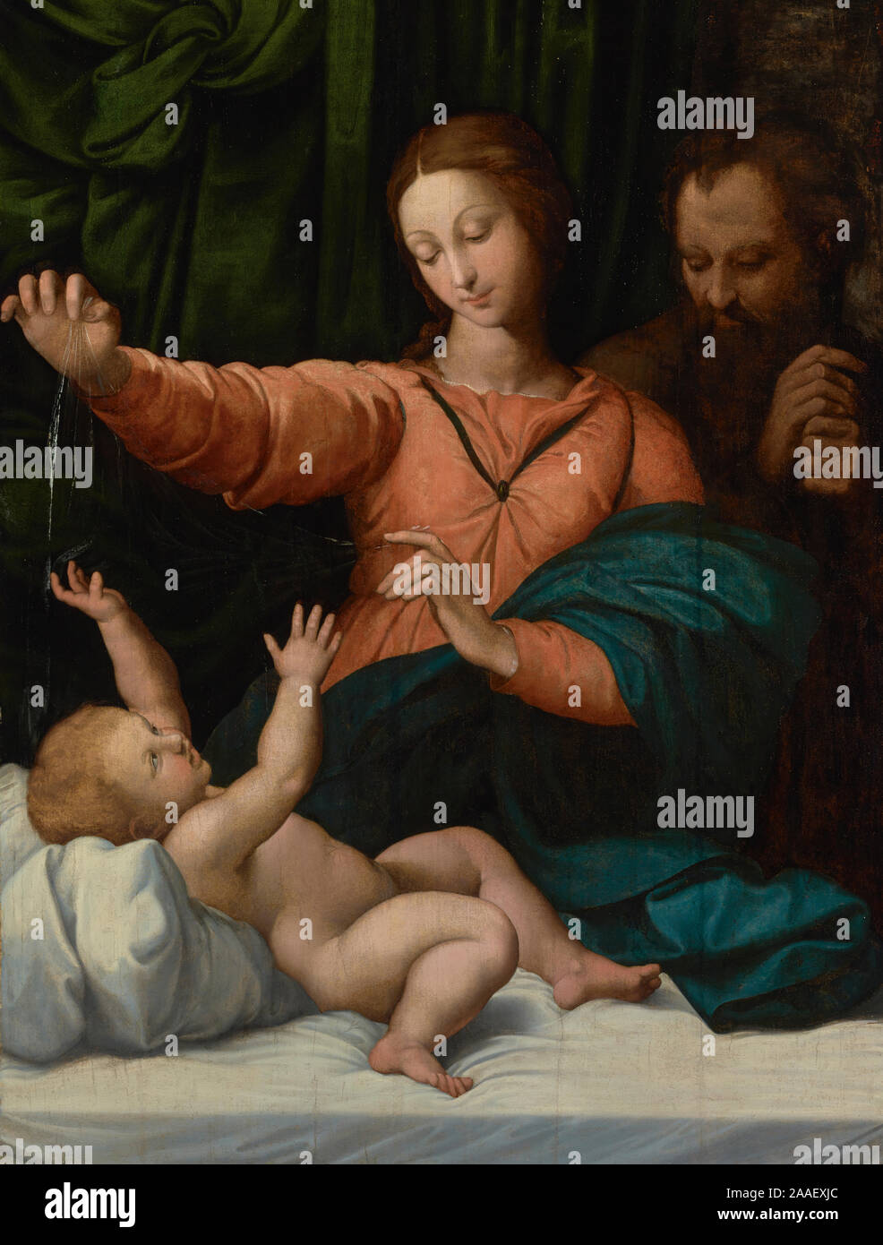 The Holy Family; Copy after Raphael (Raffaello Sanzio) (Italian, 1483 - 1520); mid-16th century; Oil on panel; 120.7 × 91.1 cm (47 1/2 × 35 7/8 in.) Stock Photo