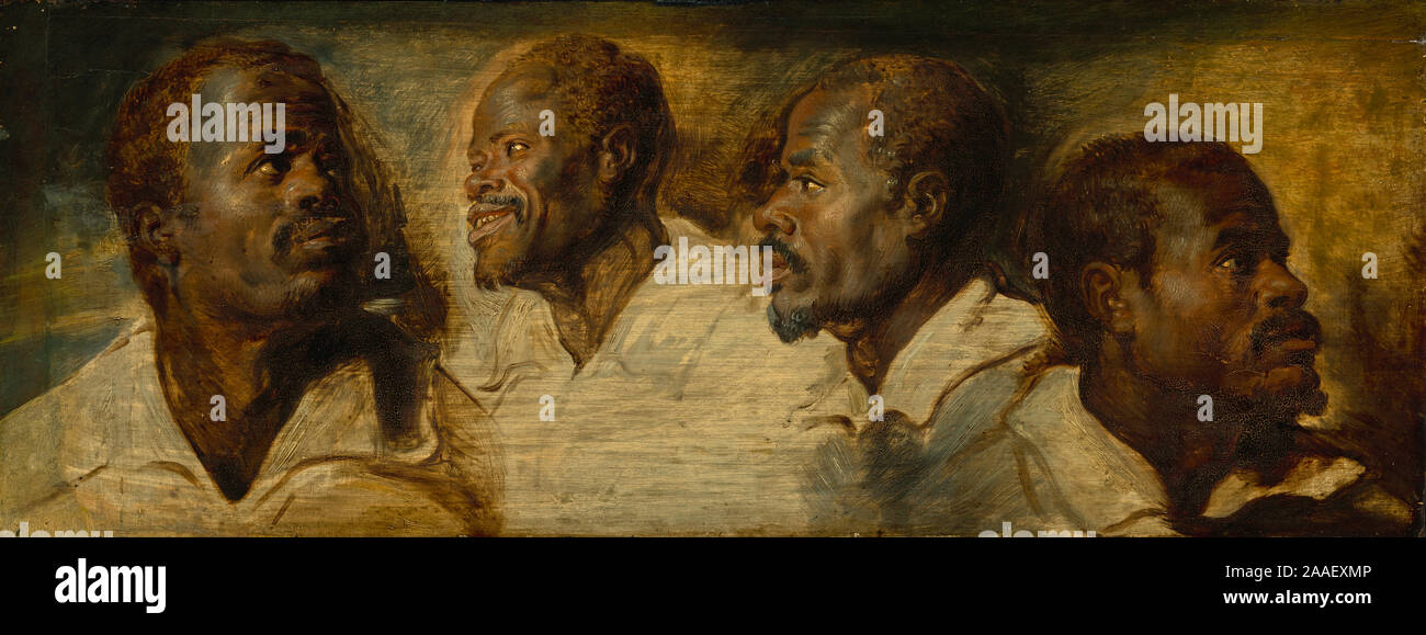 Four Studies of a Male Head; Workshop of Peter Paul Rubens (Flemish, 1577 - 1640); about 1617–1620; Oil on panel; 25.4 × 67.9 cm (10 × 26 3/4 in.) Stock Photo