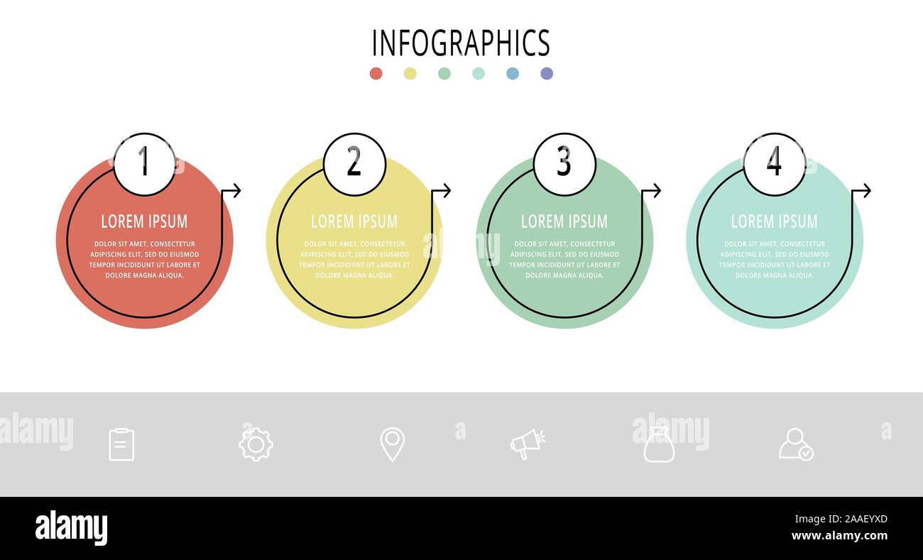 Vector flat line template circle infographics. Business concept with 4 ...