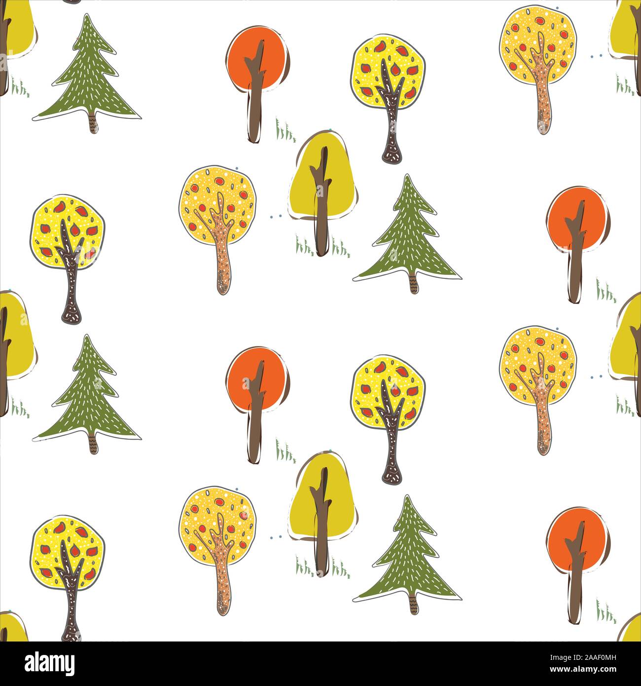 Seamless Pattern with Cute Trees. Scandinavian Style. Stock Vector