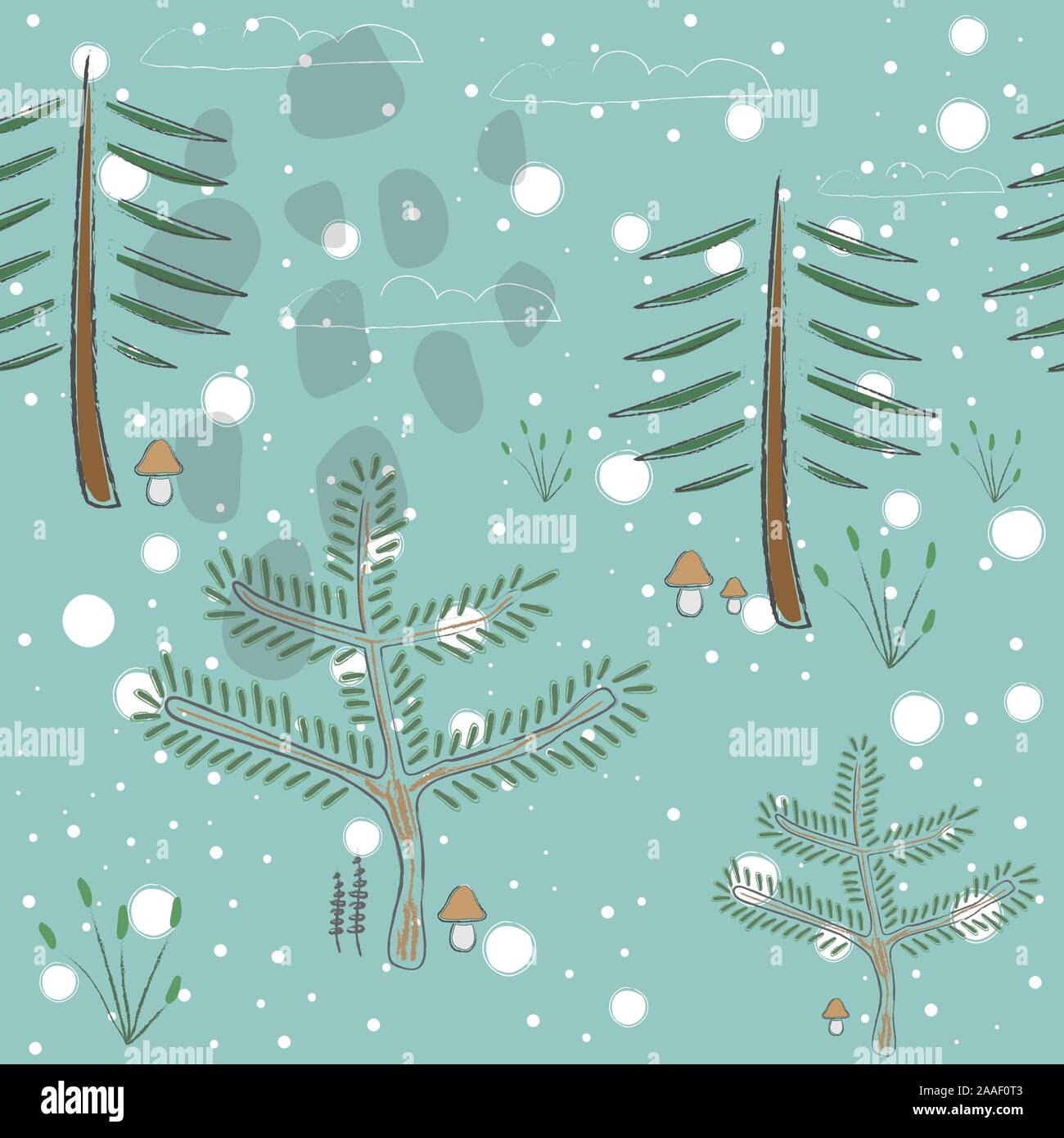 Cute Seamless Pattern With Forest Trees. Scandinavian Style. Quality ...