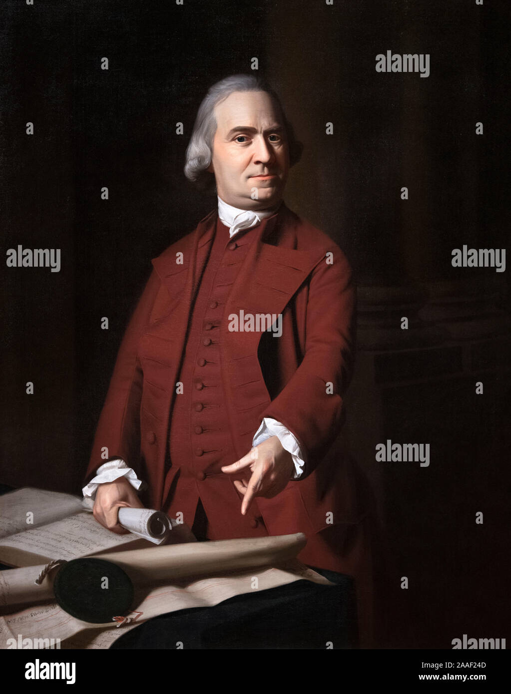 Samuel Adams (1722-1803), an American statesman, political philosopher, and one of the Founding Fathers of the United States. Portrait by John Singleton Copley (1738–1815), oil on canvas, c.1772 Stock Photo