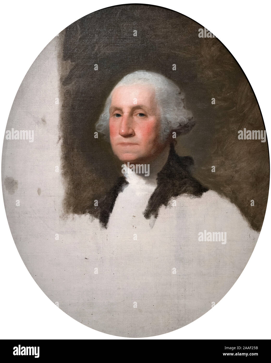 Unfinished portrait of President George Washington by Gilbert Stuart, oil on canvas, 1796 Stock Photo