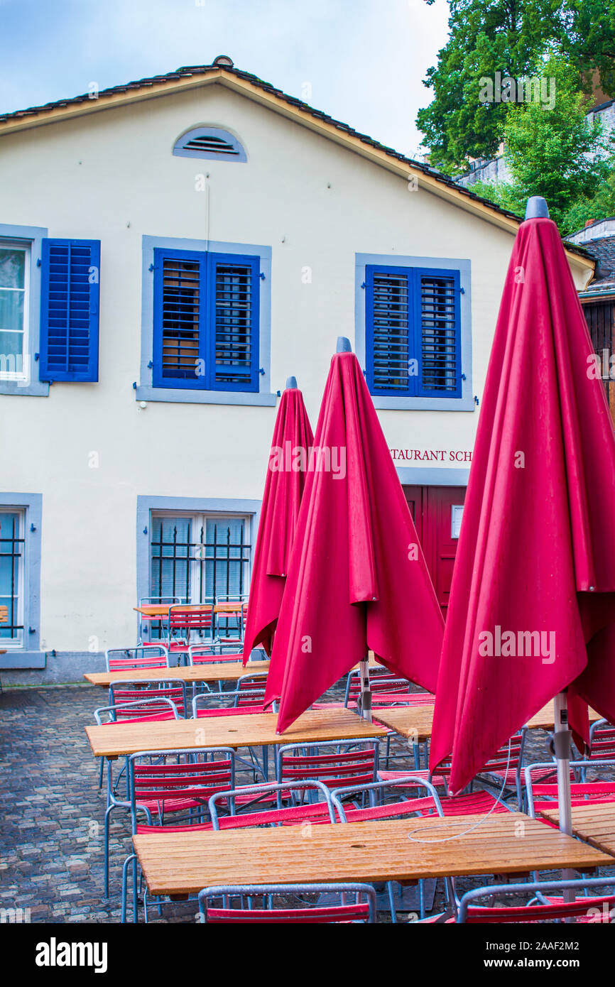 Tables near the cafe in Zurich. Street Cafe Stock Photo Alamy