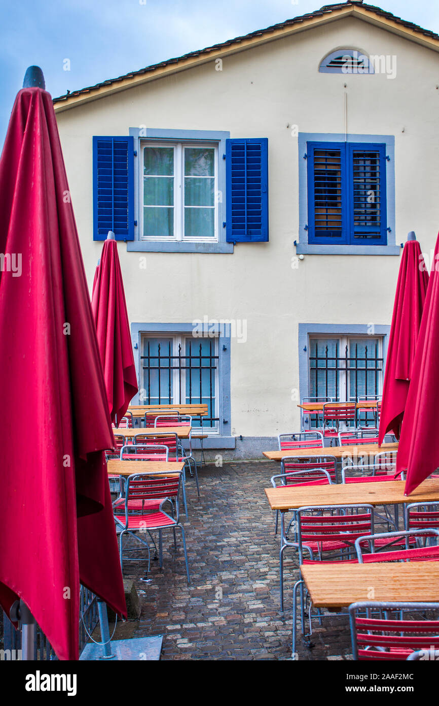 Tables near the cafe in Zurich. Street Cafe Stock Photo Alamy