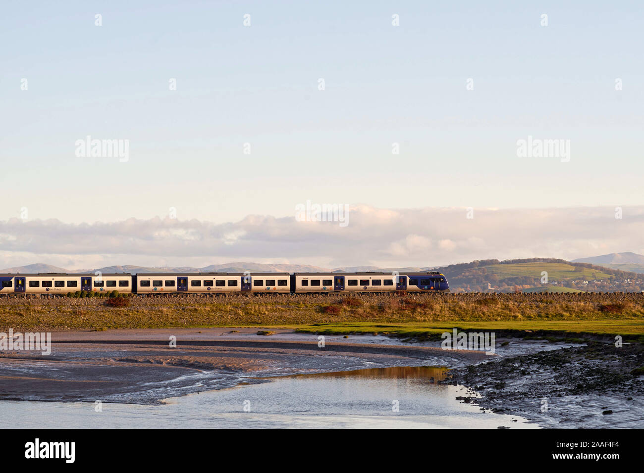 Northern Rail train travelling south having just crossed the viaduct ...