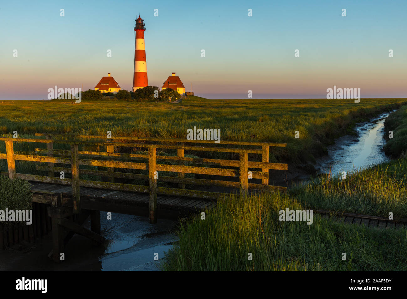 Morgenlicht am Leuchtturm Stock Photo