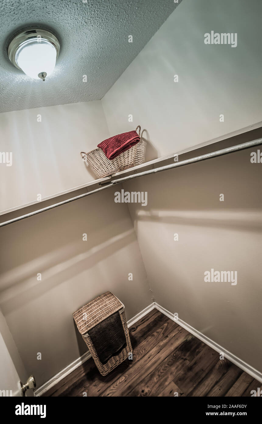 A closet is pictured at Four Seasons apartments in Mobile, Alabama. The