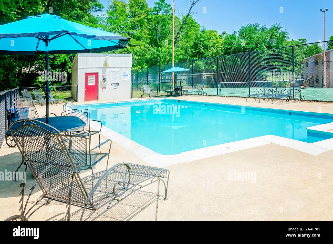 The swimming pool at Four Seasons apartments is pictured in Mobile