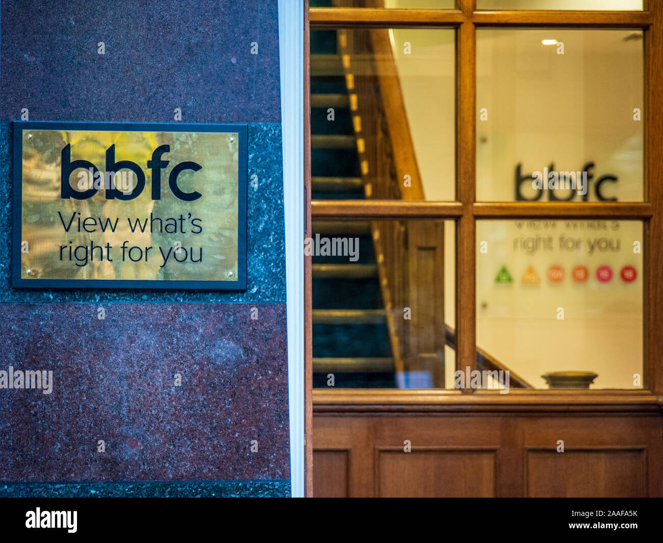 BBFC offices Soho London. The BBFC British Board of Film Classification offices on Soho Square in Central London. Stock Photo