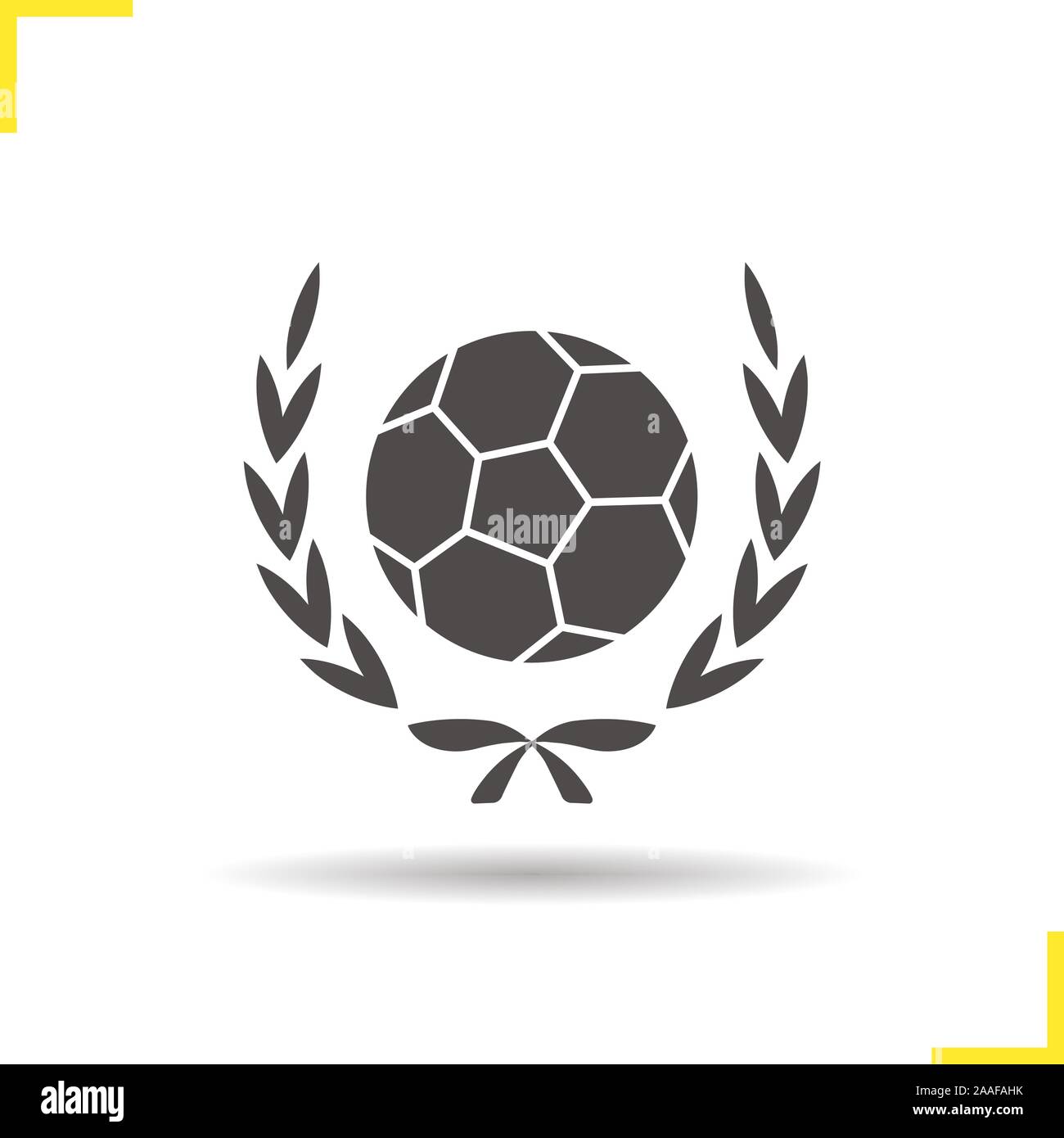 Soccer ball in laurel wreath icon. Drop shadow football championship ...