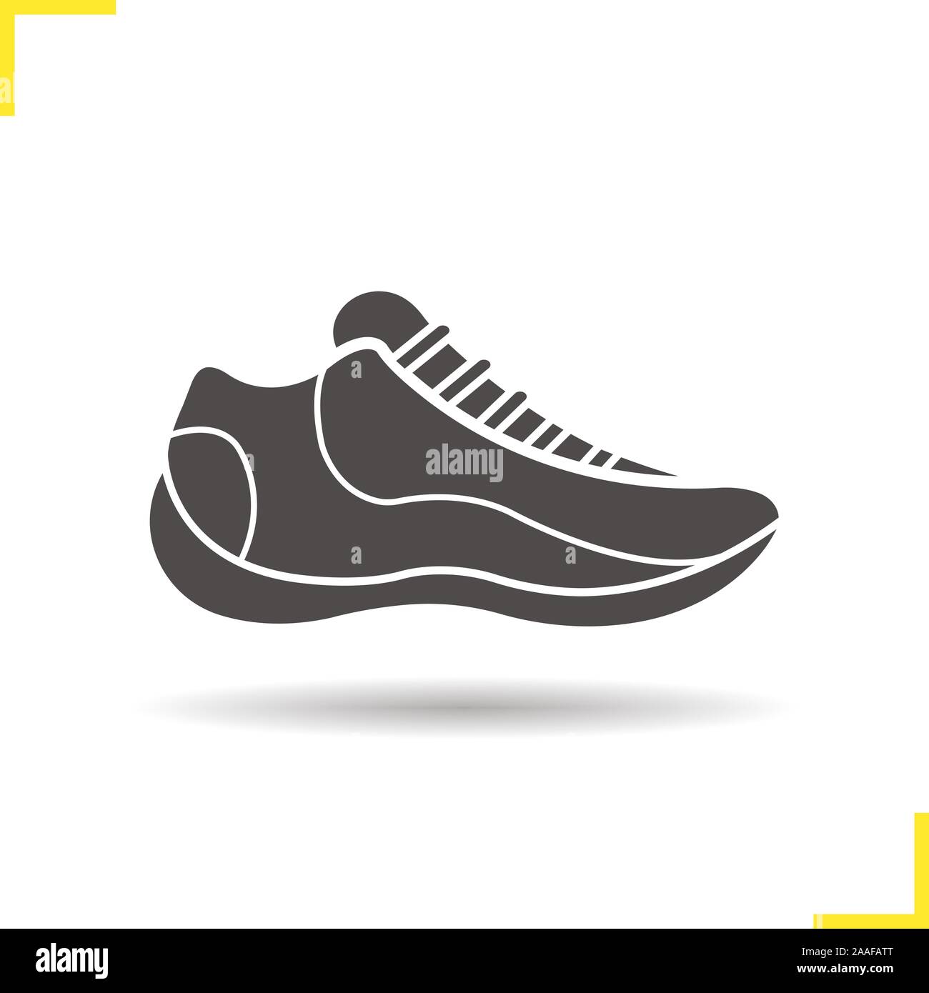 Sneaker icon. Drop shadow running shoe silhouette symbol. Sport ...