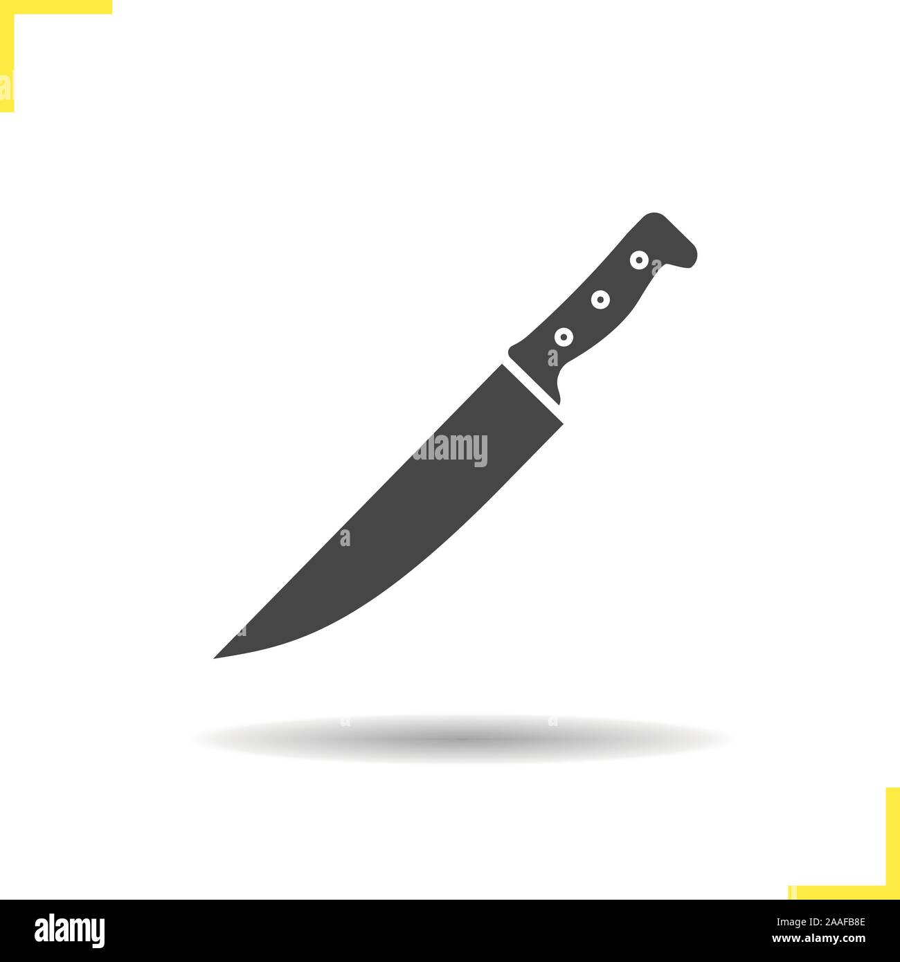Chef's knife icon. Drop shadow cutlery silhouette symbol. Cooking
