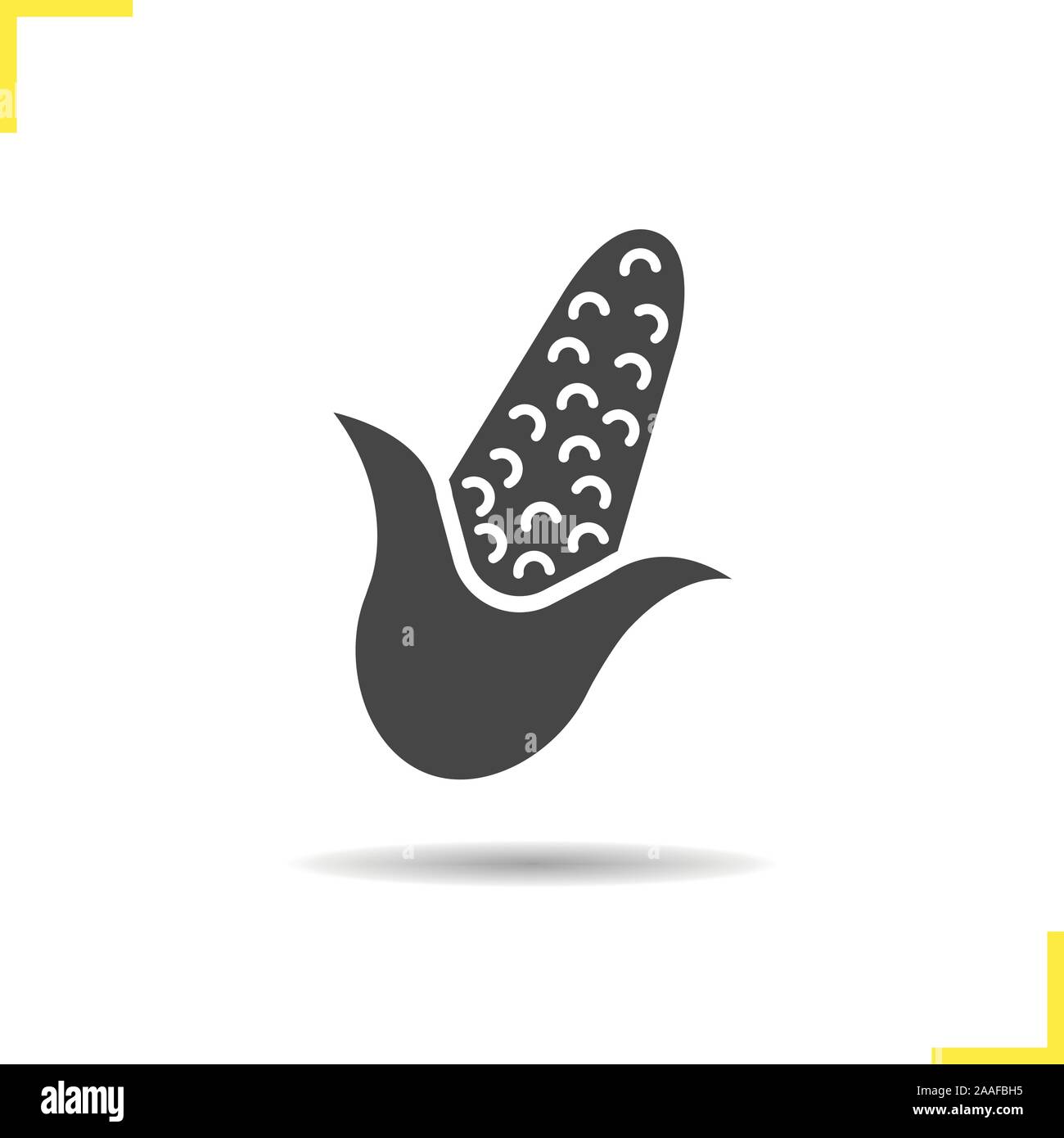Corn icon. Isolated corn illustration. Drop shadow maize icon. Seasonal ...