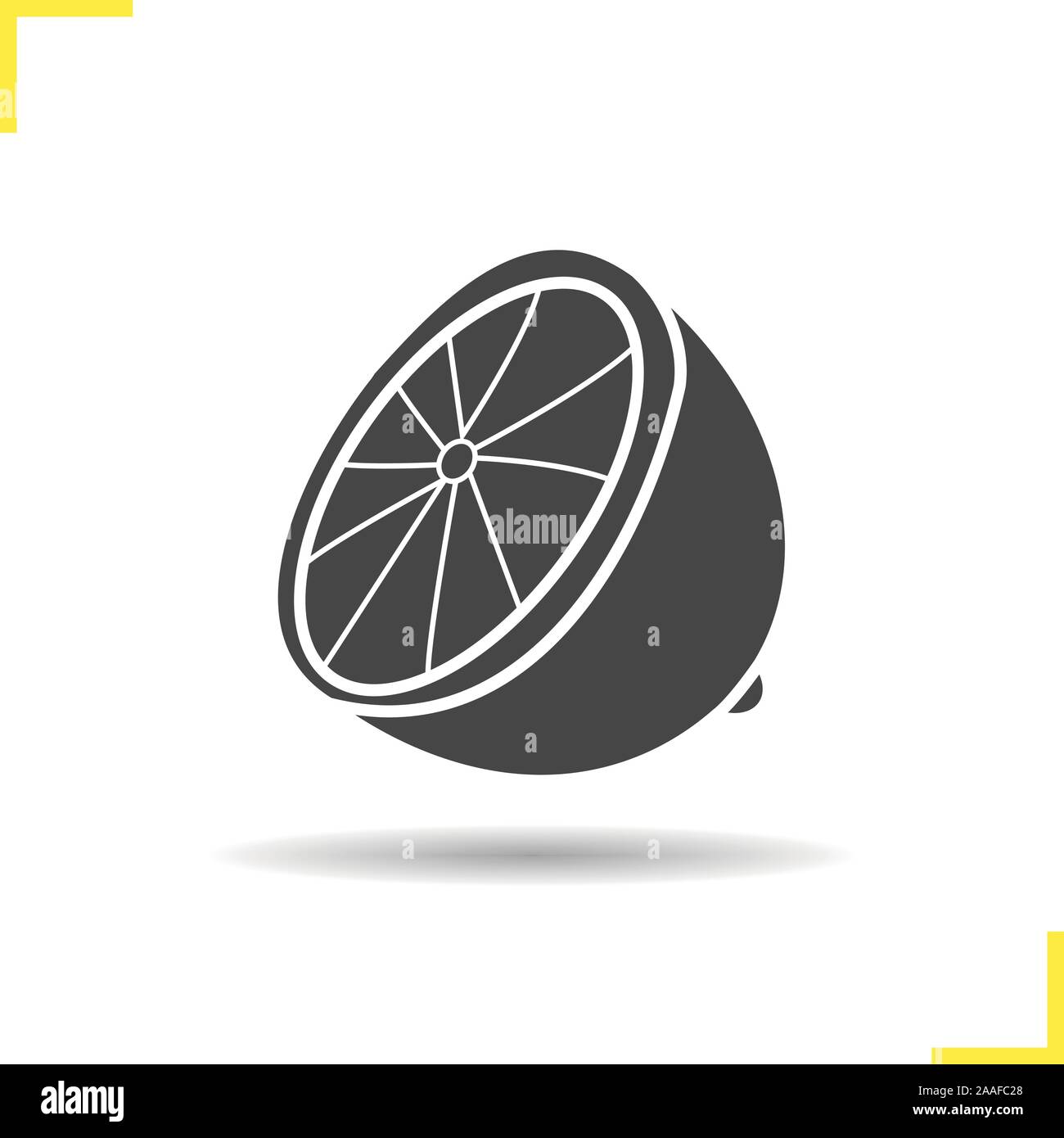 Lemon icon. Drop shadow lime silhouette symbol. Citrus. Halved tropical fruit. Vector isolated illustration Stock Vector