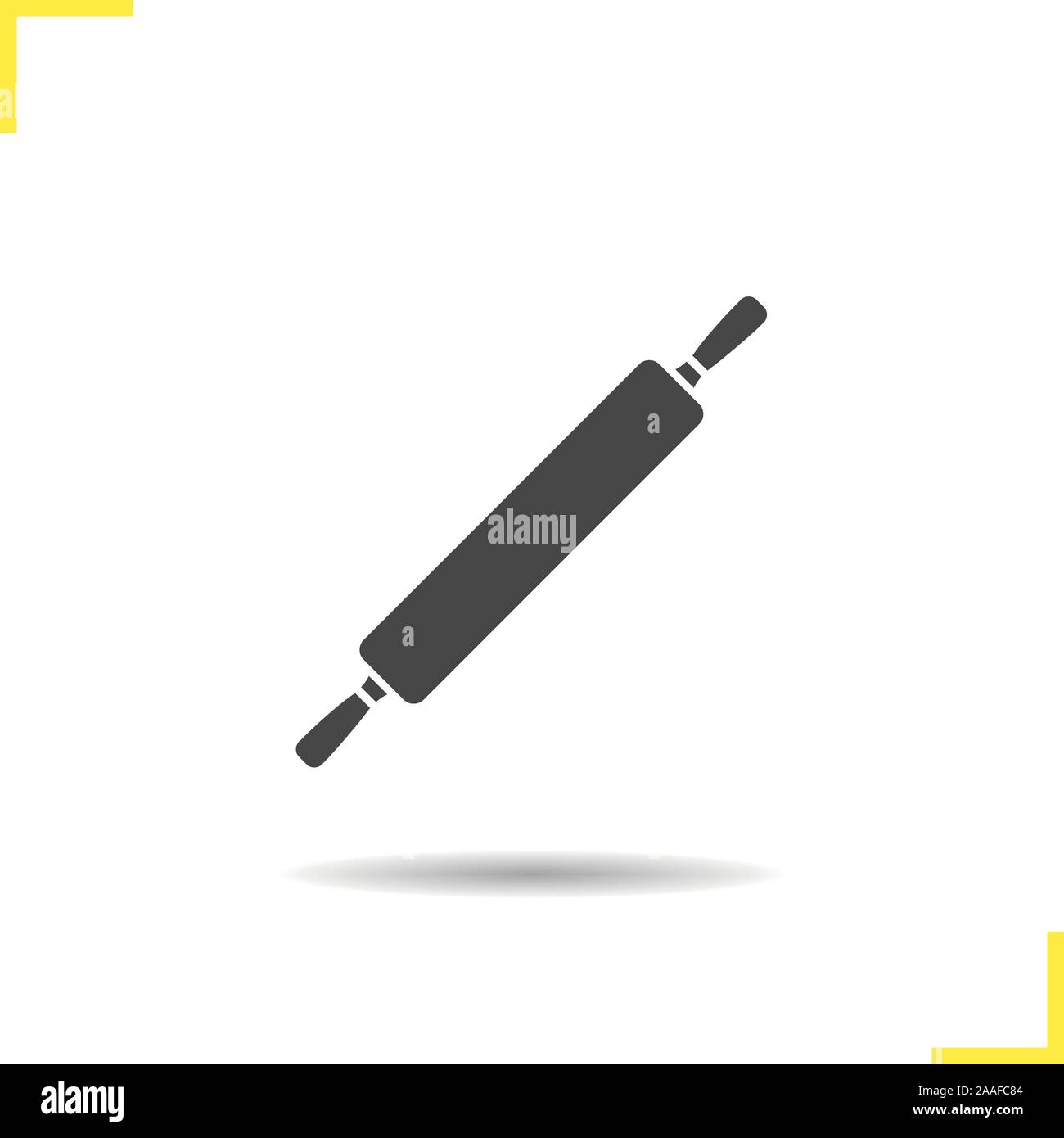 Rolling pin icon. Drop shadow rolling pin silhouette symbol. Kitchen ...