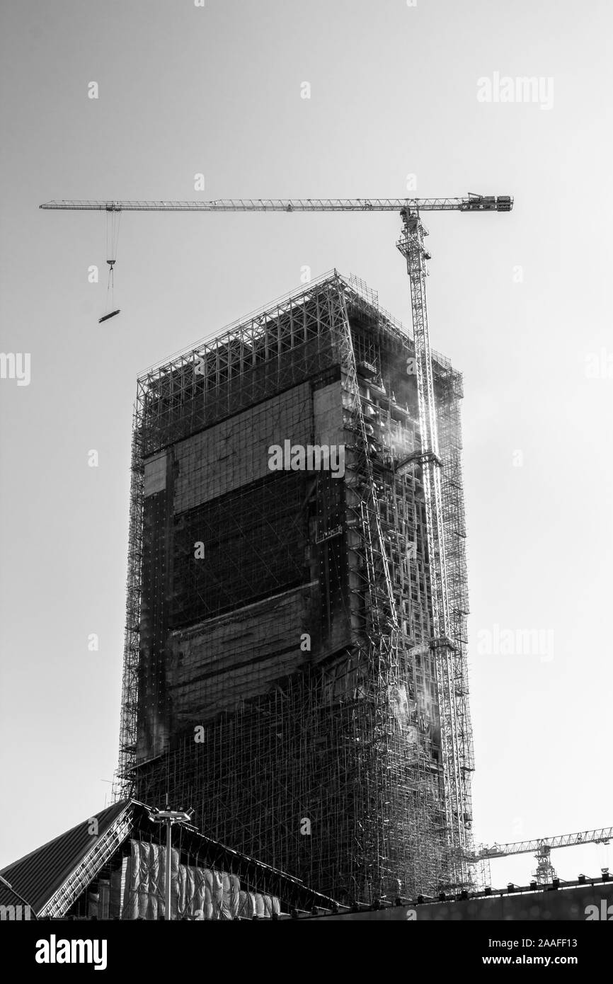 tower under construction in beijing CBD Stock Photo