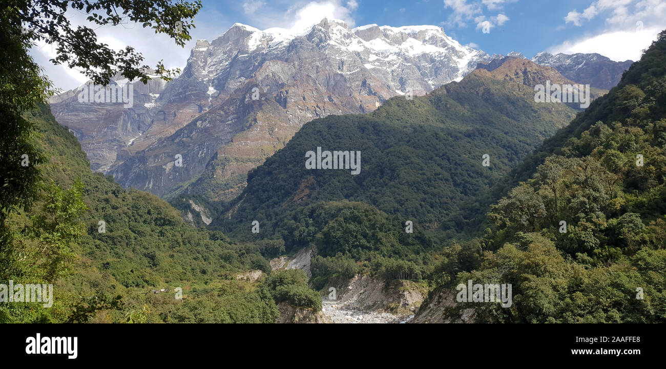 View of Lamjung Himal, Annapurna region, Nepal Stock Photo