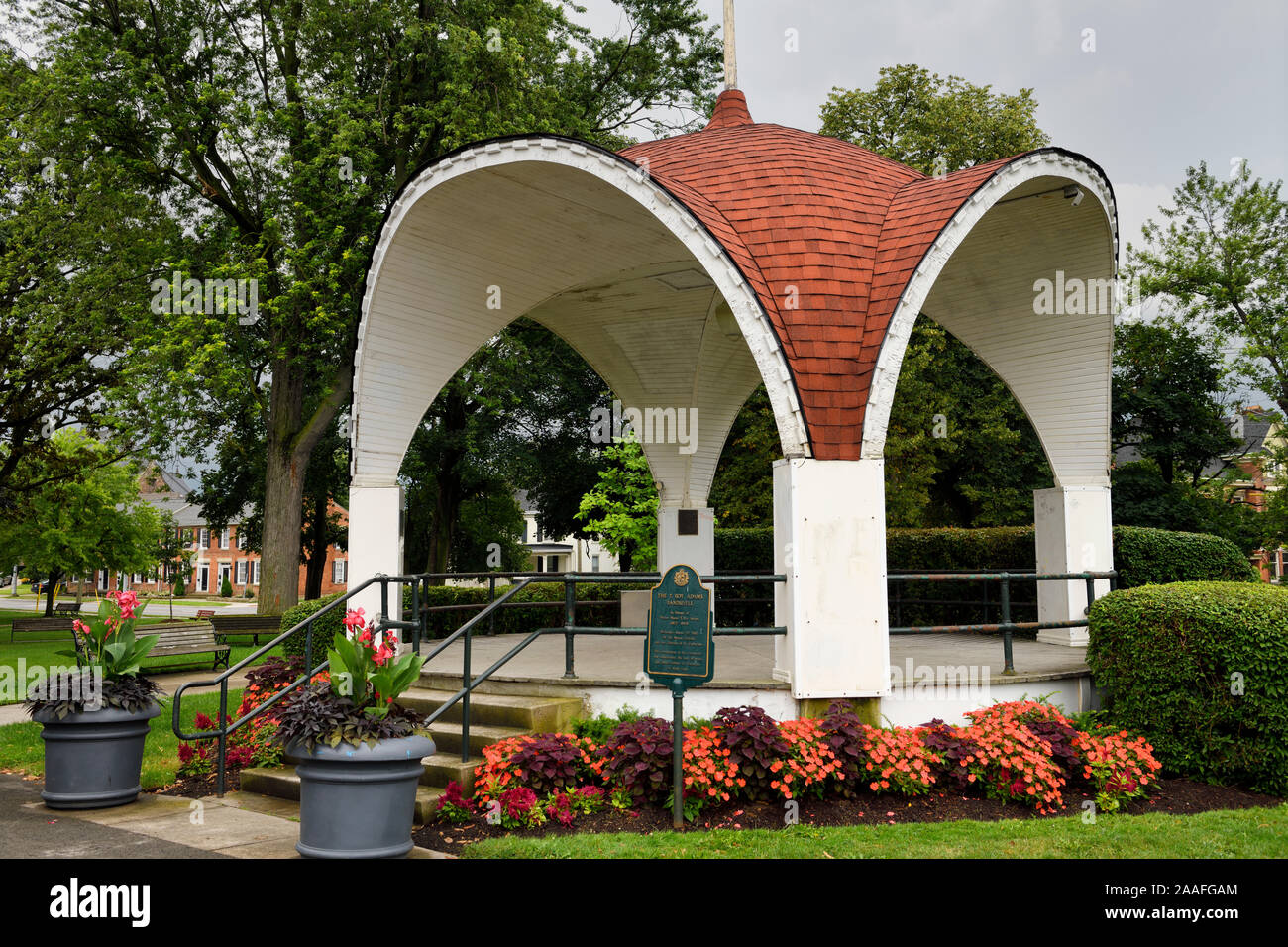 The T. Roy Adams Bandshell in Montebello Park after a rain shower in downtown St. Catherines Ontario Canada Stock Photo